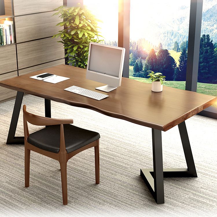 Modern Brown Top Office Desk Solid Wood Writing Desk for Home Clearhalo 'furn' 'furn_office_desk' 'Furniture' 'Office Desks' 'Office Furniture' 'office_desk' 1200x1200_fe9782de-4cd7-4470-9508-b328014cd442
