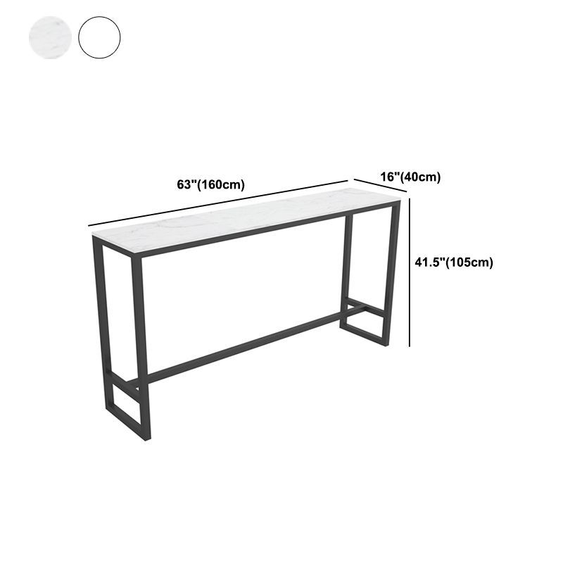 Rechthoekige stenen bar eettafel Moderne bartafel met schraagonderstel in zwart