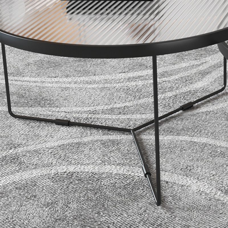 Contemporary Round Glass Top Metal Cross Legs Nesting Coffee Table Clearhalo 'Coffee & Accent Tables' 'Coffee Tables' 'coffee_tables' 'furn' 'furn_coffee_tables' 'Furniture' 'Living Room Furniture' 1200x1200_fe9bc51b-ba6a-4ee6-bdcd-ff5576d692df