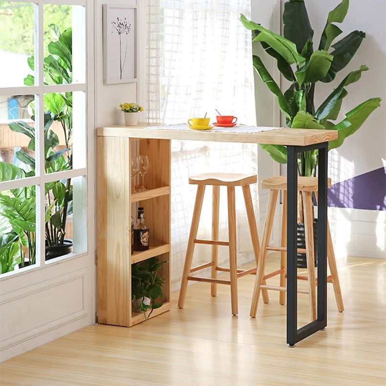 Industrial Indoor Bar/Dinette Table with Storage Rectangle Natural Bar Stool Table Clearhalo 'Bar Furniture' 'Bar Tables' 'bar_tables' 'furn' 'furn_bar_tables' 'Furniture' 'Kitchen & Dining Furniture' 1200x1200_fe9e496a-f2a4-4ac7-a7dd-cd8939aaf540