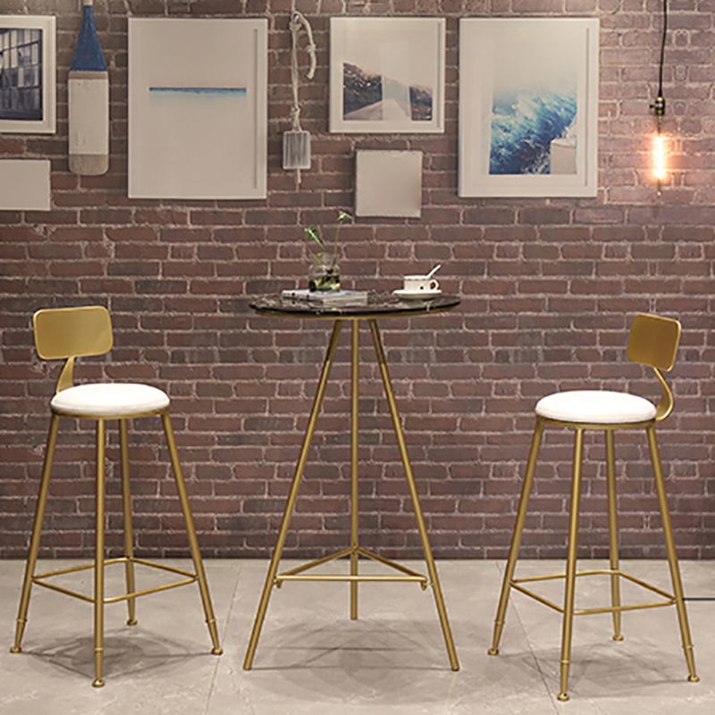 Glam Style Gold Iron Bar Table Round Top Marble Indoor Bistro Table - 23.6"W x 41.3"H Clearhalo 'Bar Furniture' 'Bar Tables' 'bar_tables' 'furn' 'furn_bar_tables' 'Furniture' 'furniture_bar_tables' 'Kitchen & Dining Furniture' 'kitchen&dining_furn' 'kitchen' 1200x1200_fe9f0734-9771-4f1c-ad13-071ac4d3ff62
