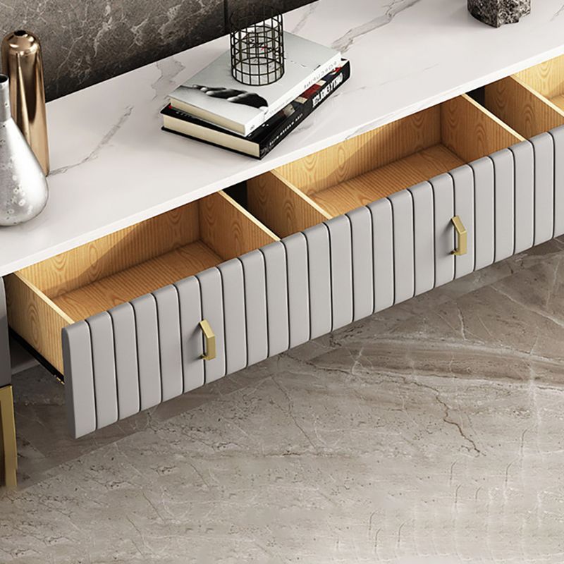 Gris / vert / orange 18 - Console de stand de télévision, support de télévision en marbre pour les téléviseurs avec des tiroirs