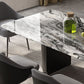 Simplicity Style Rectangle Marble Fixed Dinner Table with Double Pedestal