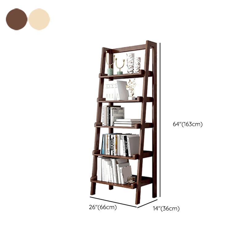 Open Back Walnut Bookcase Contemporary Ladder Bookshelf with Shelves Clearhalo 'Bookcases' 'furn' 'furn_bookcases' 'Furniture' 'Office Furniture' 1200x1200_fea1f087-9605-454f-9d57-55b9f0f5b17e