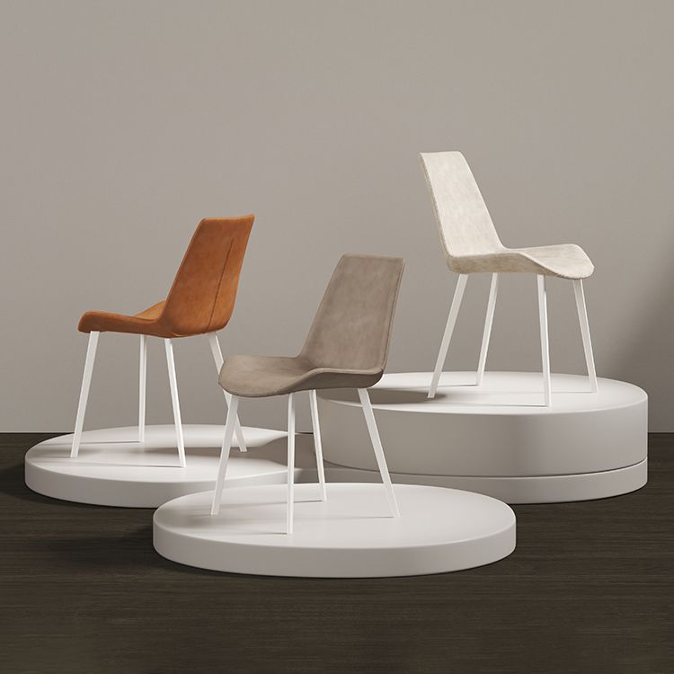 Gamba bianca sedia da pranzo imbottita contemporanea per la casa