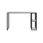 White Counter Table with Rectangle Table Top Double Pedestal Table - 41.3" H Clearhalo 'Bar Furniture' 'Bar Tables' 'bar_tables' 'furn' 'furn_bar_tables' 'Furniture' 'furniture_bar_tables' 'Kitchen & Dining Furniture' 1200x1200_fea5a5f2-d5a2-47d9-885c-dc5fb786e15c
