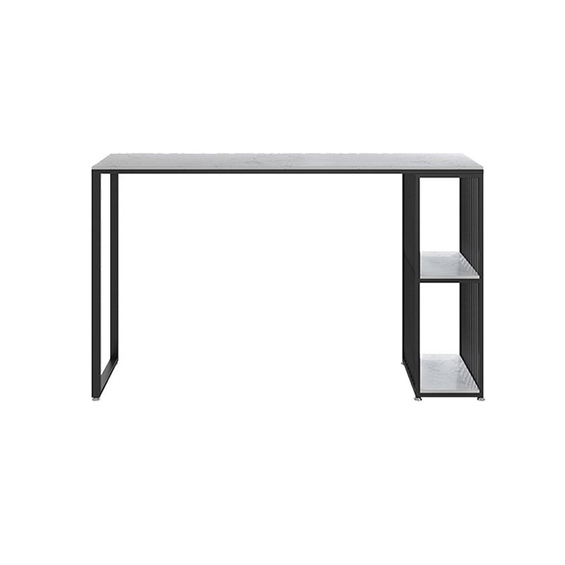 White Counter Table with Rectangle Table Top Double Pedestal Table - 41.3" H Clearhalo 'Bar Furniture' 'Bar Tables' 'bar_tables' 'furn' 'furn_bar_tables' 'Furniture' 'furniture_bar_tables' 'Kitchen & Dining Furniture' 1200x1200_fea5a5f2-d5a2-47d9-885c-dc5fb786e15c