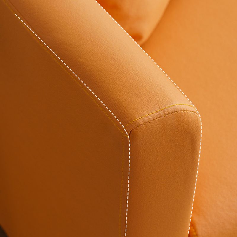 Faux Leather Tuxedo Arm Sofa Scandinavian Single Cushion Sofa with Pillows