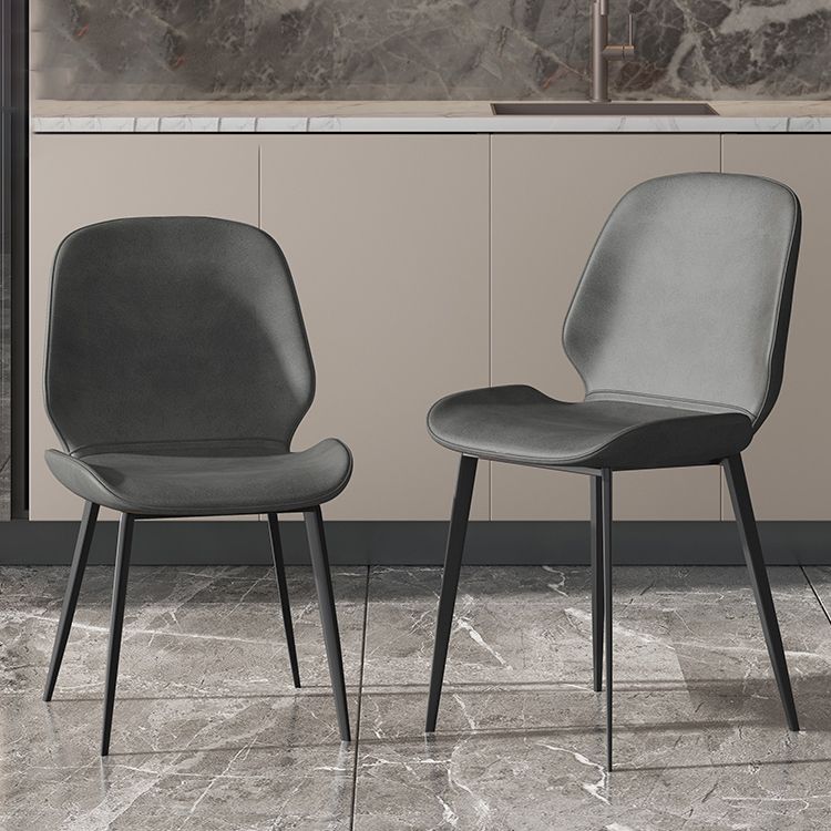 Modern Leather Armless Dining Chairs Wingback Side Chair with Metal Legs (Set of 2) Clearhalo ' kitchen&dining_furn' 'Dining Chairs' 'Dining Tables & Seating' 'dining_chair' 'furn' 'furn_dining_chair' 'Furniture' 'furniture_dining_chair' 'Kitchen & Dining Furniture' 'kitchen' 1200x1200_fea84804-3687-43cc-9a55-9a1db4ffae3e