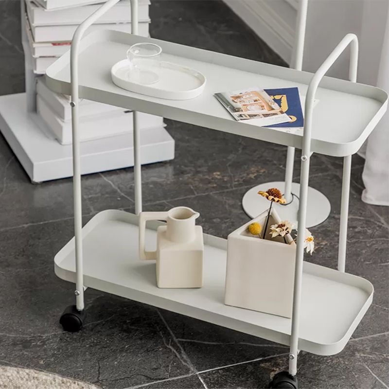 Mesa lateral de mediados de siglo con estantes de metal bandeja geométrica mesa de esquina superior