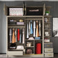 Brown Glass Door Storage Cabinet Contemporary Sliding Door Wardrobe for Home