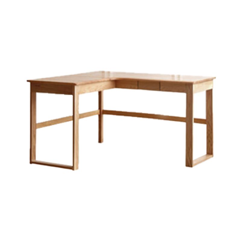 OAK L-Shape Home Writing Desk Drawer Cable Management Computer Ordink