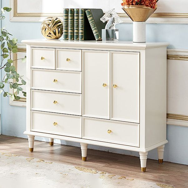 Modern Engineered Wood Buffet Sideboard 2-Door Dining Room Buffet Server in White Clearhalo 'buffet_sideboard' 'Buffets & Sideboards' 'furn' 'furn_buffet_sideboard' 'Furniture' 'Kitchen & Dining Furniture' 1200x1200_feaea594-f945-42a9-8220-7e2ac0c4fa94