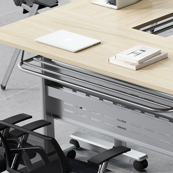 Scrivania rettangolare per uffici in legno prodotto contemporaneo con telaio metallico