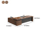 L-Shape Modern Executive Desk Black and Brown Office Desk with Drawers
