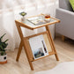 Rectangular Glass Top Side Table Natural/Brown 22.04" Tall End Table