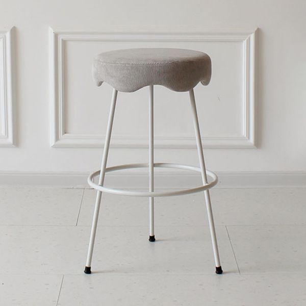 Modern Armless Backless Counter Stool Iron Cafe Bar Stool with Flannel Cushion and Pedal Clearhalo 'Bar Furniture' 'Bar Stools' 'bar_stools' 'furn' 'furn_bar_stools' 'Furniture' 'furniture_bar_stools' 'Kitchen & Dining Furniture' 1200x1200_feb08f0f-ca50-4089-9150-9b5d7cec7ed3