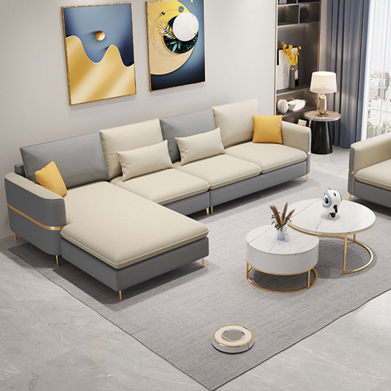 35.4"H Modern Square Arm Faux Leather Sofa& Chaise for Living Room Clearhalo 'furn' 'furn_sectionals' 'Furniture' 'Living Room Furniture' 'Sectionals' 1200x1200_feb0ec8a-e0c1-4897-96d6-18d3e8397094