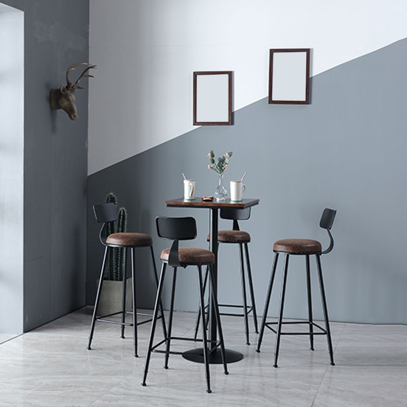 Industrial Metal Base Bar Table Black Iron Solid Wood Patio Bar Table Clearhalo 'Bar Furniture' 'Bar Tables' 'bar_tables' 'furn' 'furn_bar_tables' 'Furniture' 'Kitchen & Dining Furniture' 1200x1200_feb1fdaa-3e96-44fc-9649-9b2f4e15c138