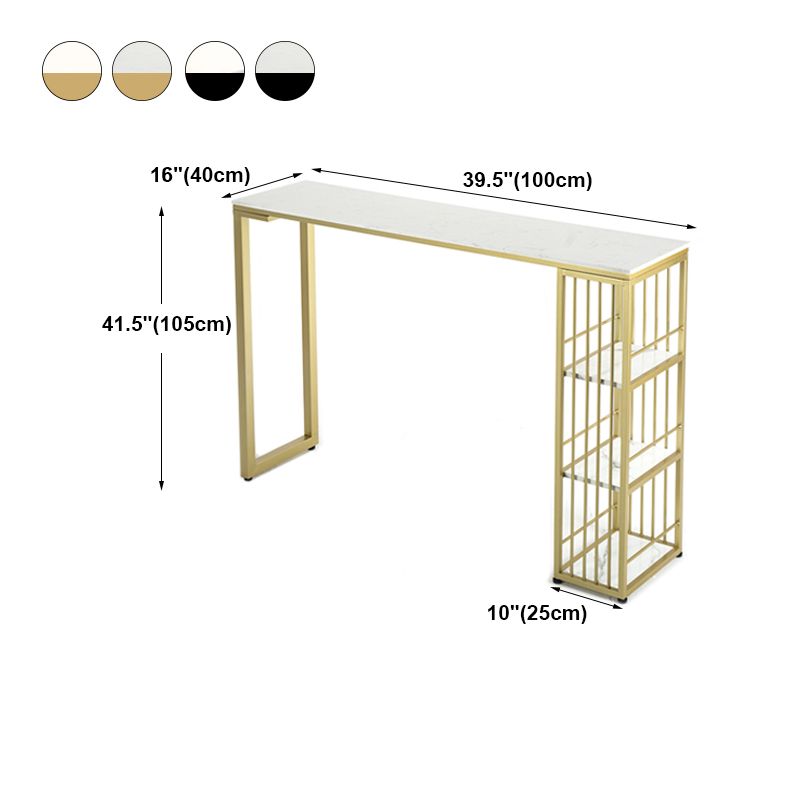 Marble Bistro Table with Rectangle Table Top Double Pedestal Table - 41.3" H Clearhalo 'Bar Furniture' 'Bar Tables' 'bar_tables' 'furn' 'furn_bar_tables' 'Furniture' 'furniture_bar_tables' 'Kitchen & Dining Furniture' 1200x1200_feb262e2-0518-4485-a7a9-5cd4b89029d0