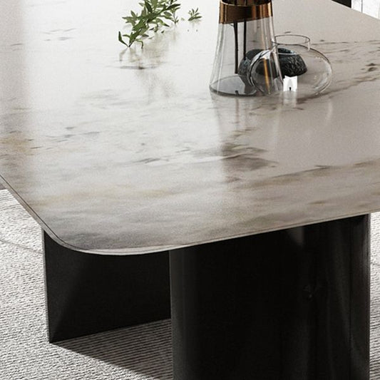 Moderno 1/4/5/6/7 pezzi set da pranzo tavolo da pranzo in pietra rettangolare per sala da pranzo