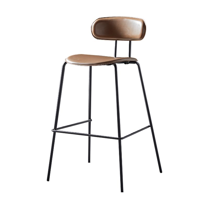 Nordic Style Leather Seat Backrest Bar Chair Front Desk High Chair Clearhalo 'Bar Furniture' 'Bar Stools' 'bar_stools' 'furn' 'furn_bar_stools' 'Furniture' 'Kitchen & Dining Furniture' 1200x1200_feb76ab1-b8e2-4c53-9581-bfb5beec83de
