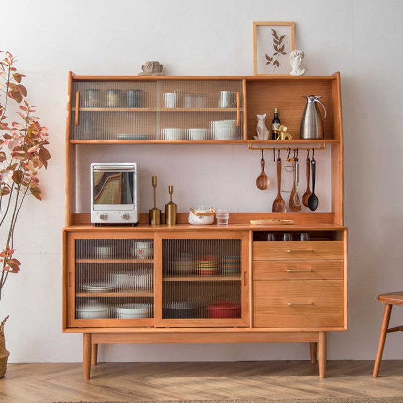 Sideboard di porta scorrevole in legno massiccio contemporaneo con 3 cassetti