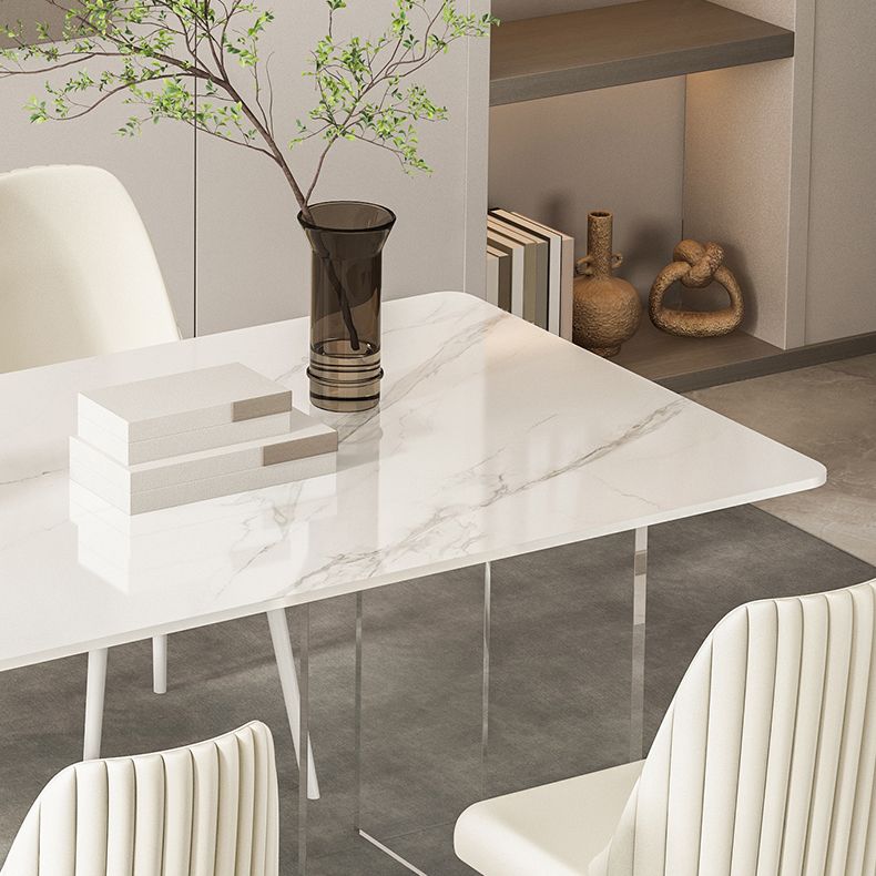 Modern 1/2/5/7 Pieces Rectangle Dining Set Sintered Stone Top Table with Leather Chairs Clearhalo 'Dining Room Sets' 'Dining Tables & Seating' 'dining_room_set' 'furn' 'furn_dining_room_set' 'Furniture' 'furniture_dining_room_set' 'Kitchen & Dining Furniture' 'kitchen&dining_furn' 'kitchen' 1200x1200_feb815cc-087f-498d-8be4-685206a00c58