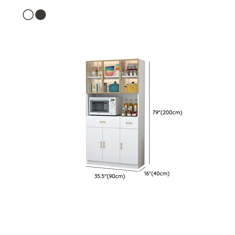 Glam Style Dinner Server Engineered Wood Server with Open Storage ...