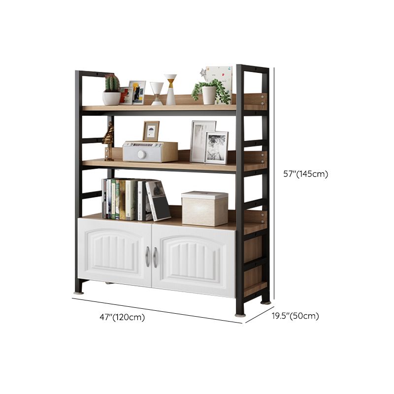 Modern Open Back Shelf Bookcase with Cabinets for Home Office Clearhalo 'Bookcases' 'furn' 'furn_bookcases' 'Furniture' 'Office Furniture' 1200x1200_feb8b830-8273-43af-95e9-51cb09a35344
