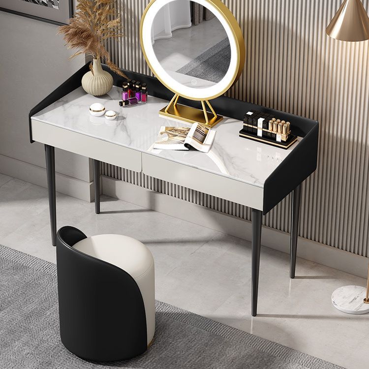 29,52 "altezza tavolo da trucco a 2 cassetti moderno sgabello da vanità in ardesia moderna