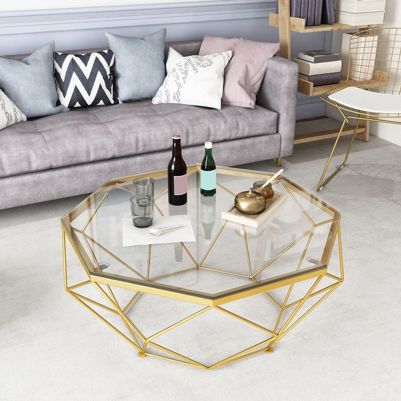 グラスコーヒーテーブル17.72 "Hリビングルーム用のフレームカクテルテーブル