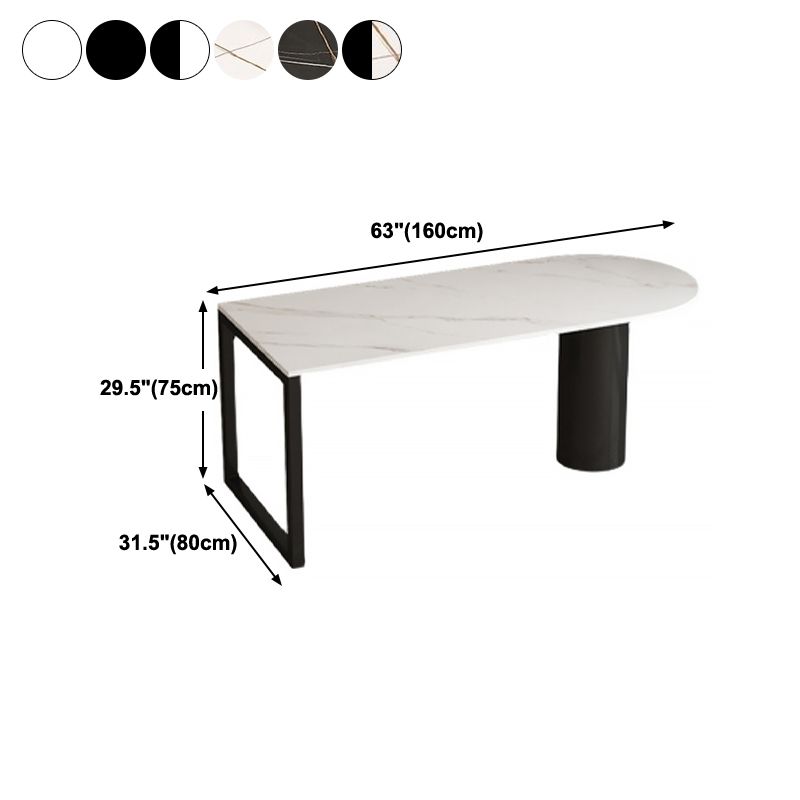 Free Form Sintered Stone Dining Table Modern Dining Table with Double Pedestal for Home Clearhalo 'Dining Tables & Seating' 'Dining Tables' 'dining_table' 'furn' 'furn_dining_table' 'Furniture' 'Kitchen & Dining Furniture' 1200x1200_febc83f2-2b0c-4eea-bd20-8c9c992a80e5