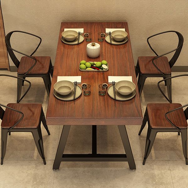 Industrial Rectangle Dining Room Table Pine Solid Wood Table with Trestle Base Clearhalo ' dining_table' 'Dining Tables & Seating' 'Dining Tables' 'furn' 'furn_dining_table' 'Furniture' 'furniture_dining_table' 'Kitchen & Dining Furniture' 'kitchen&dining_furn' 'kitchen' 'kitchen_dining_table' 1200x1200_febcef3d-15dc-4a63-b4b9-122b906f0f24