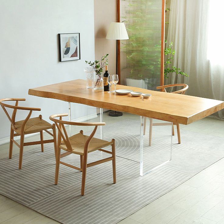 Modern 1/2/3/4 Pieces Rectangle Dining Set Solid Wood Dining Table with Chairs Clearhalo 'Dining Room Sets' 'Dining Tables & Seating' 'dining_room_set' 'furn' 'furn_dining_room_set' 'Furniture' 'furniture_dining_room_set' 'Kitchen & Dining Furniture' 'kitchen&dining_furn' 'kitchen' 1200x1200_febe69b1-9fc9-4cff-ab67-77d8fdef18a1