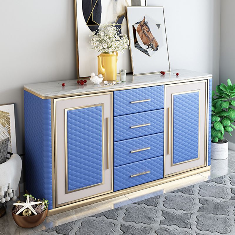 Tavolo a buffet in falda in marmo glam da 34,6 pollici con armadi e cassetti