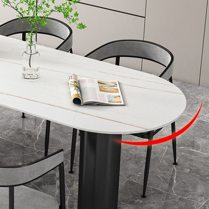 White Stone Top Dinner Room Kitchen Table Modern Metal Base Dinner Table Clearhalo 'Dining Tables & Seating' 'Dining Tables' 'dining_table' 'furn' 'furn_dining_table' 'Furniture' 'furniture_dining_table' 'Kitchen & Dining Furniture' 'kitchen' 'kitchen_dining_table' 1200x1200_fec07308-3db6-43f0-8ccf-f495006e53de