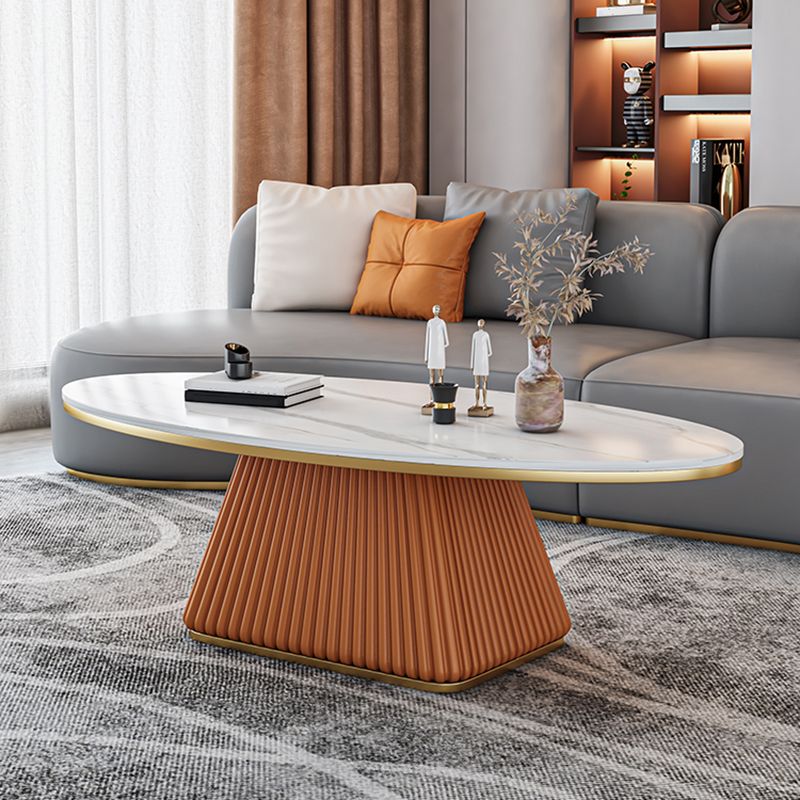 15.7 "背の高い鉄の台座黒/白い楕円形のスレートトップコーヒーテーブル