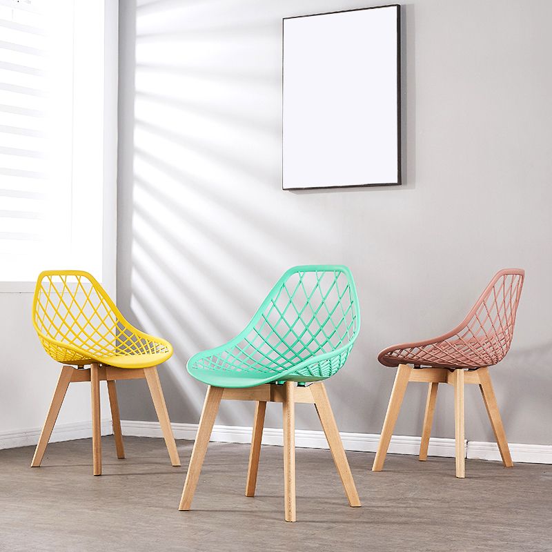 Eames Armless Dining Chairs Side Dining Chairs with Wood Legs (Set of 4) Clearhalo ' kitchen&dining_furn' 'Dining Chairs' 'Dining Tables & Seating' 'dining_chair' 'Furniture' 'furniture_dining_chair' 'Kitchen & Dining Furniture' 'kitchen' 1200x1200_fec19fa4-f4ed-42b3-85a3-cb77e785eccd