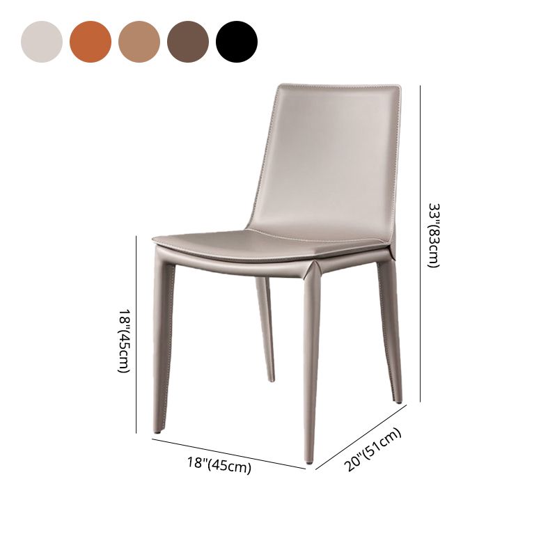 Modern Leather Armless Dining Chair Dining Metal Chairs for Restaurant Use Clearhalo ' kitchen&dining_furn' 'Dining Chairs' 'Dining Tables & Seating' 'dining_chair' 'furn' 'furn_dining_chair' 'Furniture' 'furniture_dining_chair' 'Kitchen & Dining Furniture' 'kitchen' 1200x1200_fec234fc-aaa3-4048-8e7e-86afc6b58de7