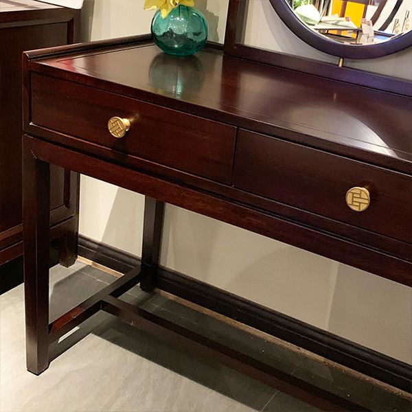 Bruin massief hout staan ​​2 lade ijdelheid kleedtafel set