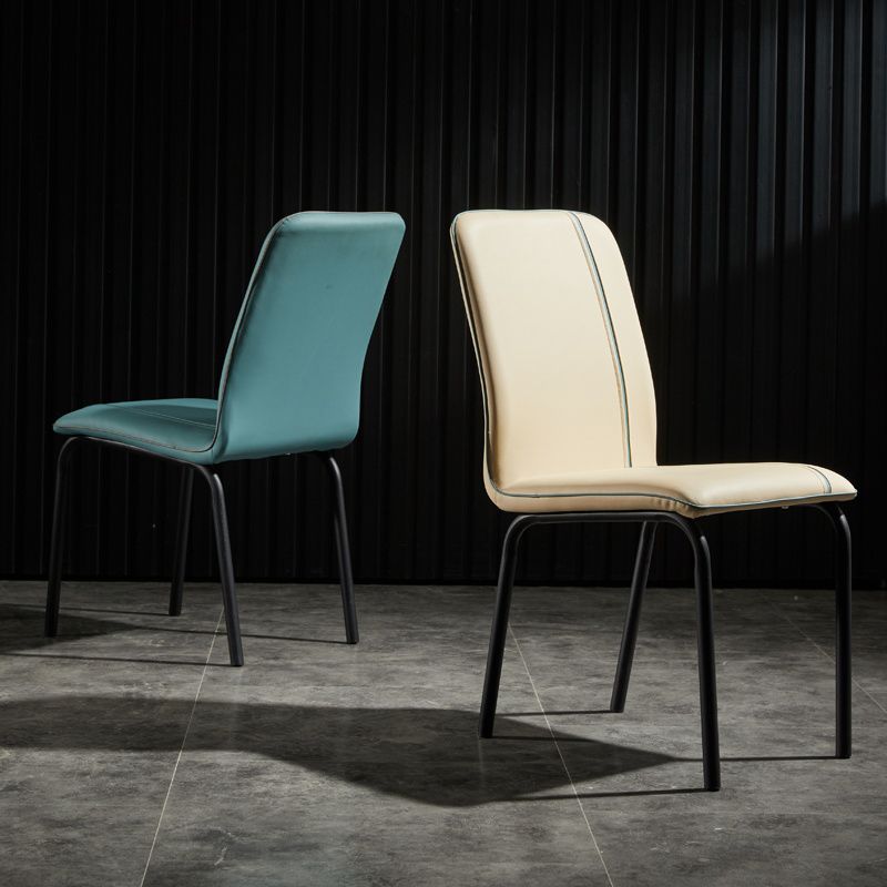 Contemporary Style Leather Dining Chair Kitchen Armless Chair with Metal Legs Clearhalo ' kitchen&dining_furn' 'Dining Chairs' 'Dining Tables & Seating' 'dining_chair' 'furn' 'furn_dining_chair' 'Furniture' 'furniture_dining_chair' 'Kitchen & Dining Furniture' 'kitchen' 1200x1200_fec52674-d26c-451e-af73-b9dde56ddcf3