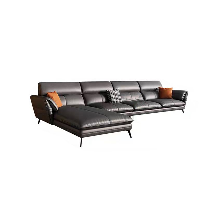 Contemporary Genuine Leather Living Room Pillow Top Arm Seating Clearhalo 'furn' 'furn_sectionals' 'Furniture' 'Living Room Furniture' 'Sectionals' 1200x1200_fec763f5-cdfb-4a7d-8d50-79164279b1b0