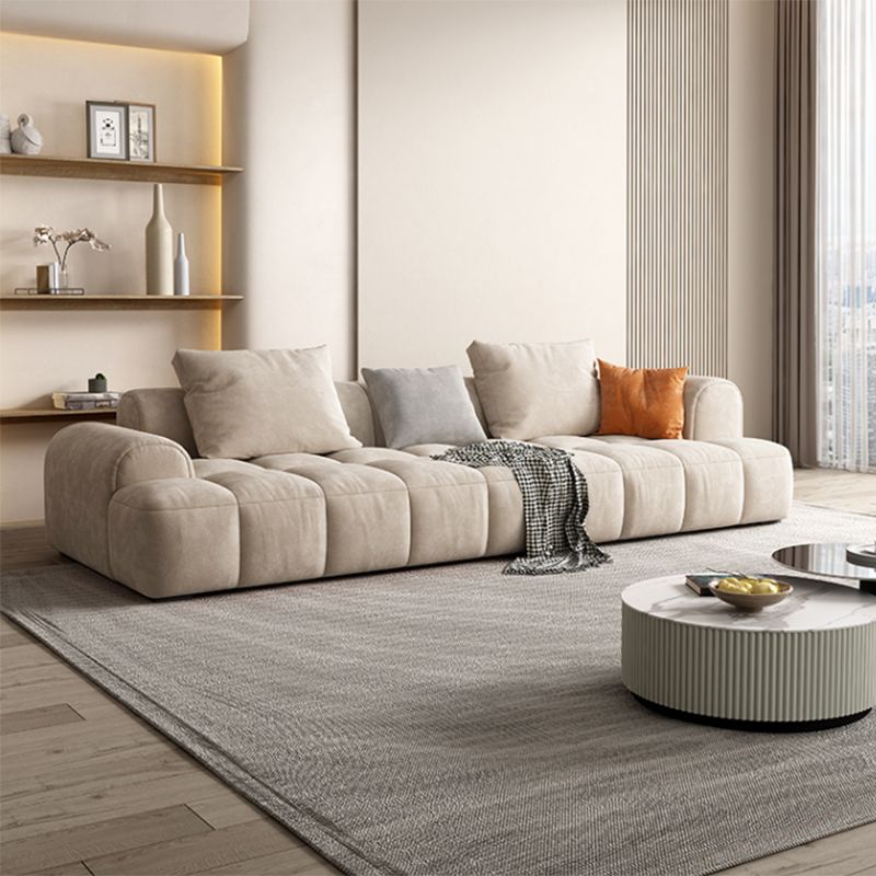 Moderne stijl sofa suède materiaal ingebed armleuning kussen achterbank bede