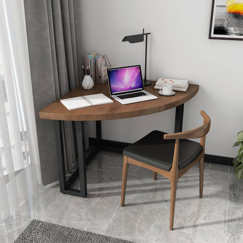 Bureau d'écriture en pin et en métal industriel bureau de bureau en bois marron