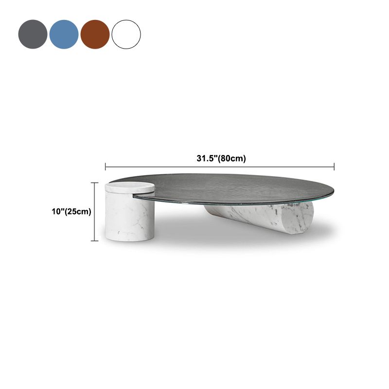 9.8"H Modern Marble Abstract Base Glass Round Coffee Table for Living Room Clearhalo 'Coffee & Accent Tables' 'Coffee Tables' 'coffee_tables' 'furn' 'furn_coffee_tables' 'Furniture' 'furniture_coffee_tables' 'Living Room Furniture' 1200x1200_feca2b50-e2e2-45fb-9022-398b446bd672