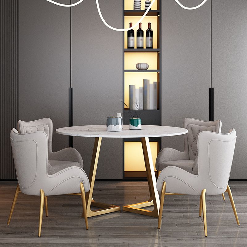 Glam 1/2/5 Pieces Dining Set Round Stone Dining Table for Dining Room Clearhalo 'Dining Room Sets' 'Dining Tables & Seating' 'dining_room_set' 'furn' 'furn_dining_room_set' 'Furniture' 'furniture_dining_room_set' 'Kitchen & Dining Furniture' 1200x1200_fecc6909-dadb-4b7f-ac9e-10d8c69260b8