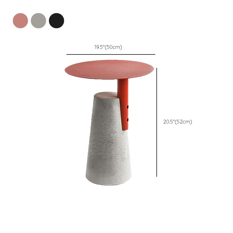 Round Iron Top End Table Concrete Pedestal Sofa Side Accent Table