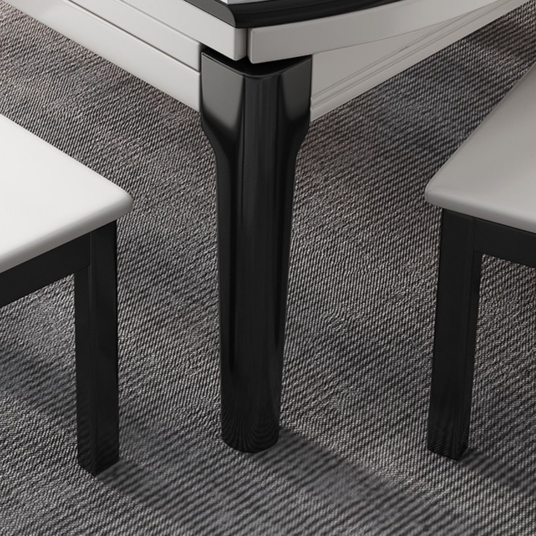 Mesa de comedor sencilla y moderna, mesa de comedor con forma rectangular y base de madera para sala de estar
