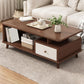 Artificial Wood Coffee or End Table 4 Legs Coffee Table in Light Wood and Espresso Wood